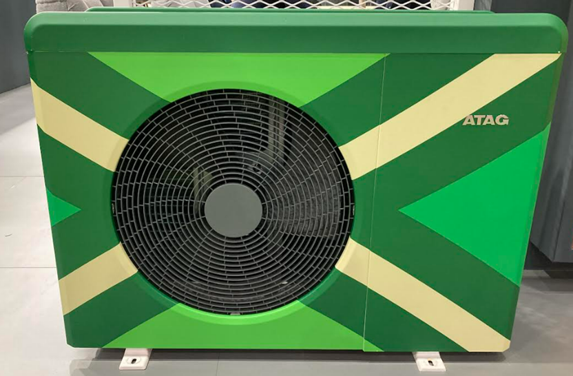 Buitendeel warmtepomp met verfraaiing